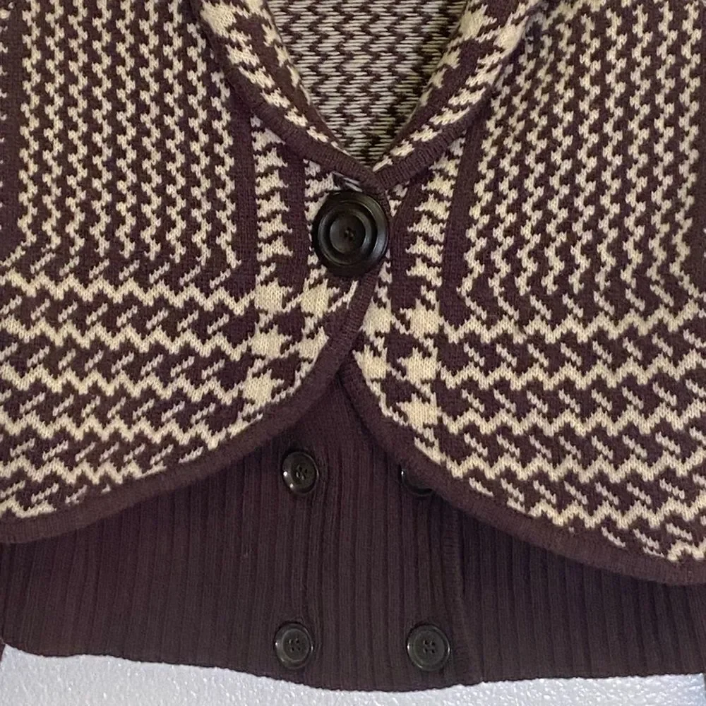 Anthropologie Cartonnier - Wool Brown Jabberwocky Cardigan Sweater - size L NWOT - Picture 9 of 10